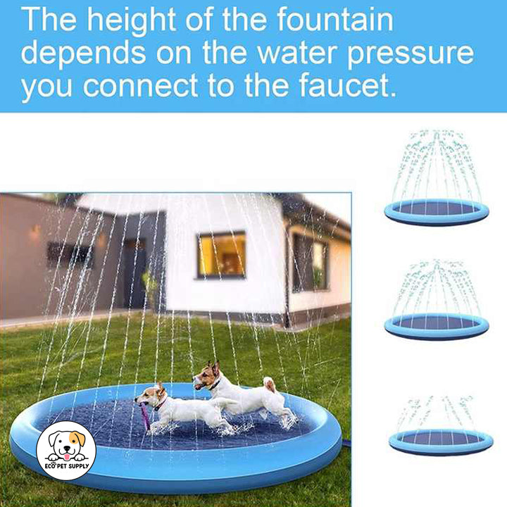 Eco Pet Supply Dog Sprinkler Splash Pad – Durable PVC Outdoor Water Play Mat for Pets with Anti-Slip Design, 170cm Diameter, Easy Setup for Summer Fun