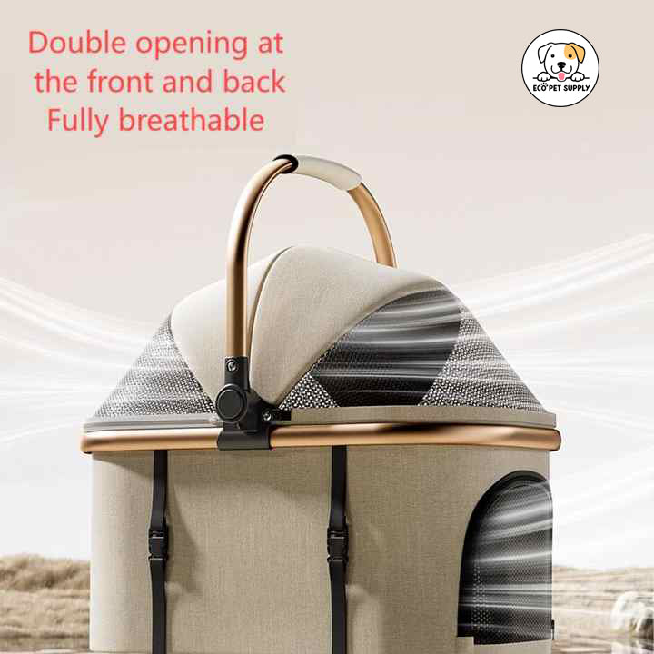 Eco Pet Supply Foldable Pet Travel Stroller – Lightweight and Compact Carrier for Small Dogs and Cats – Easy Maneuverability and Convenient Storage