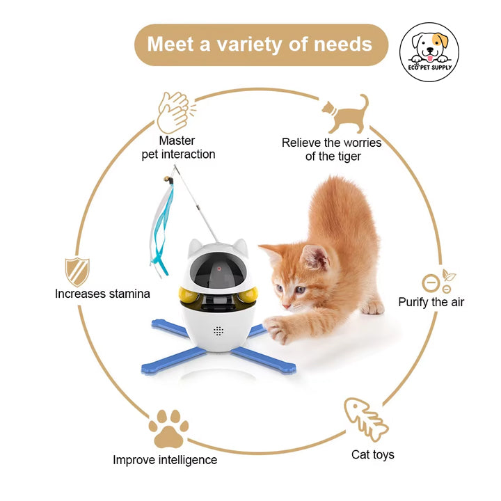 Eco Pet Supply Smart Electric Rolling Cat Toy – Automatic Interactive LED Play Ball for Energetic Indoor Cats