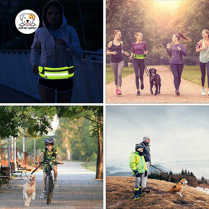 Eco Pet Supply Hands-Free Dog Leash for Running – Adjustable Reflective Waist Belt with Bungee Cord for Jogging, Hiking, and Walking